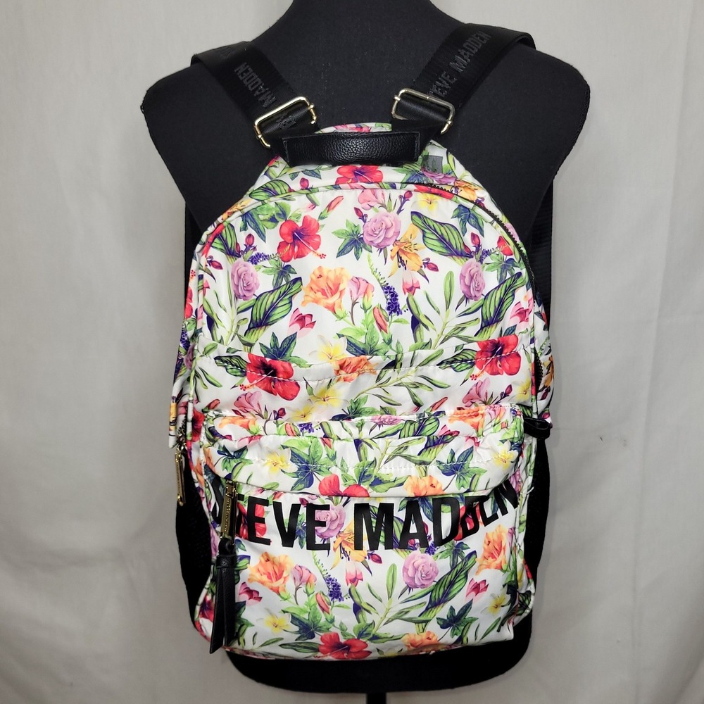 Steve Madden Floral Nylon Backpack w/Tropical Print & Gold‎ Hardware